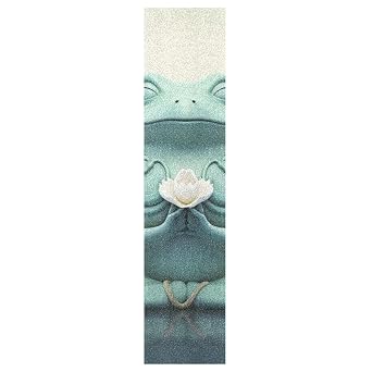 A Frog Practicing Yoga Skateboard Grip Tape Sheet 44" x10",Sandpaper Longboard Scooter Non Slip Tearproof Cool Grip Tape