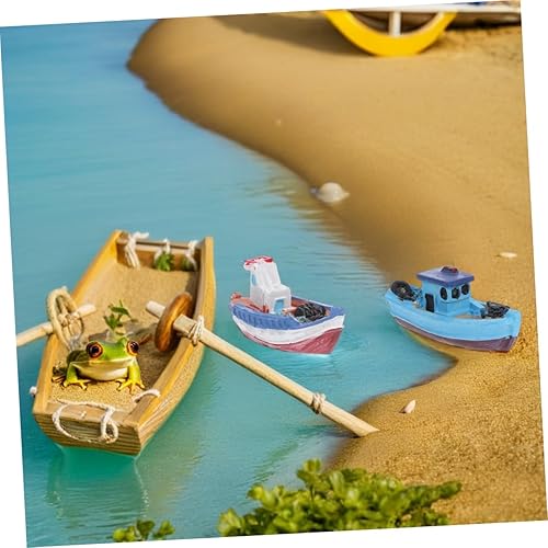 Miniatura 7 de STOBOK 8 unidades de barcos de pesca marina en miniatura, modelo de yate, figuras de playa, marina, decoración de casa de muñecas náutica de océano,