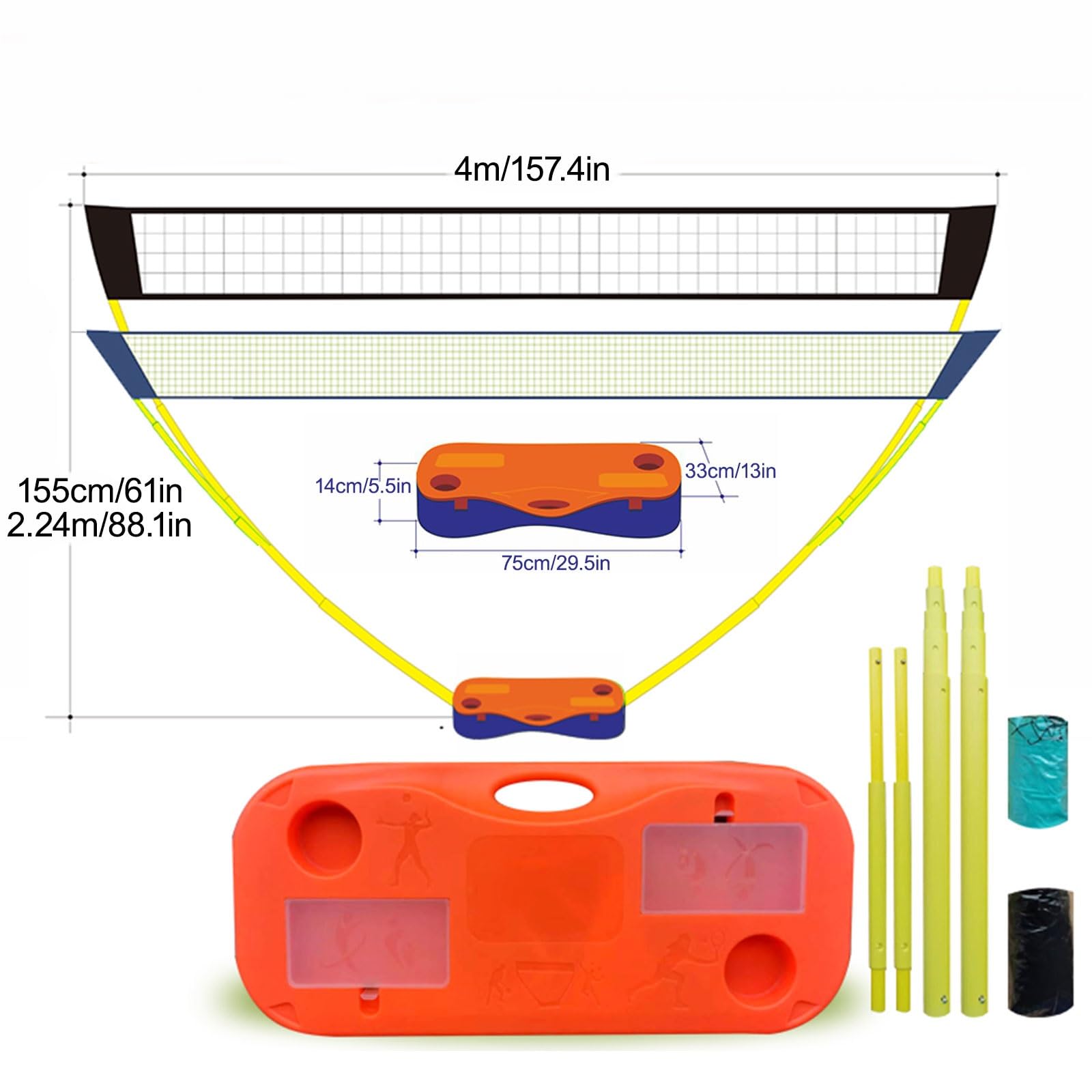 Set di reti sportive pieghevoli portatili – Sistema di pratica autoportante per colpire e servire trapani, ideale per giochi in famiglia al chiuso e all'aperto