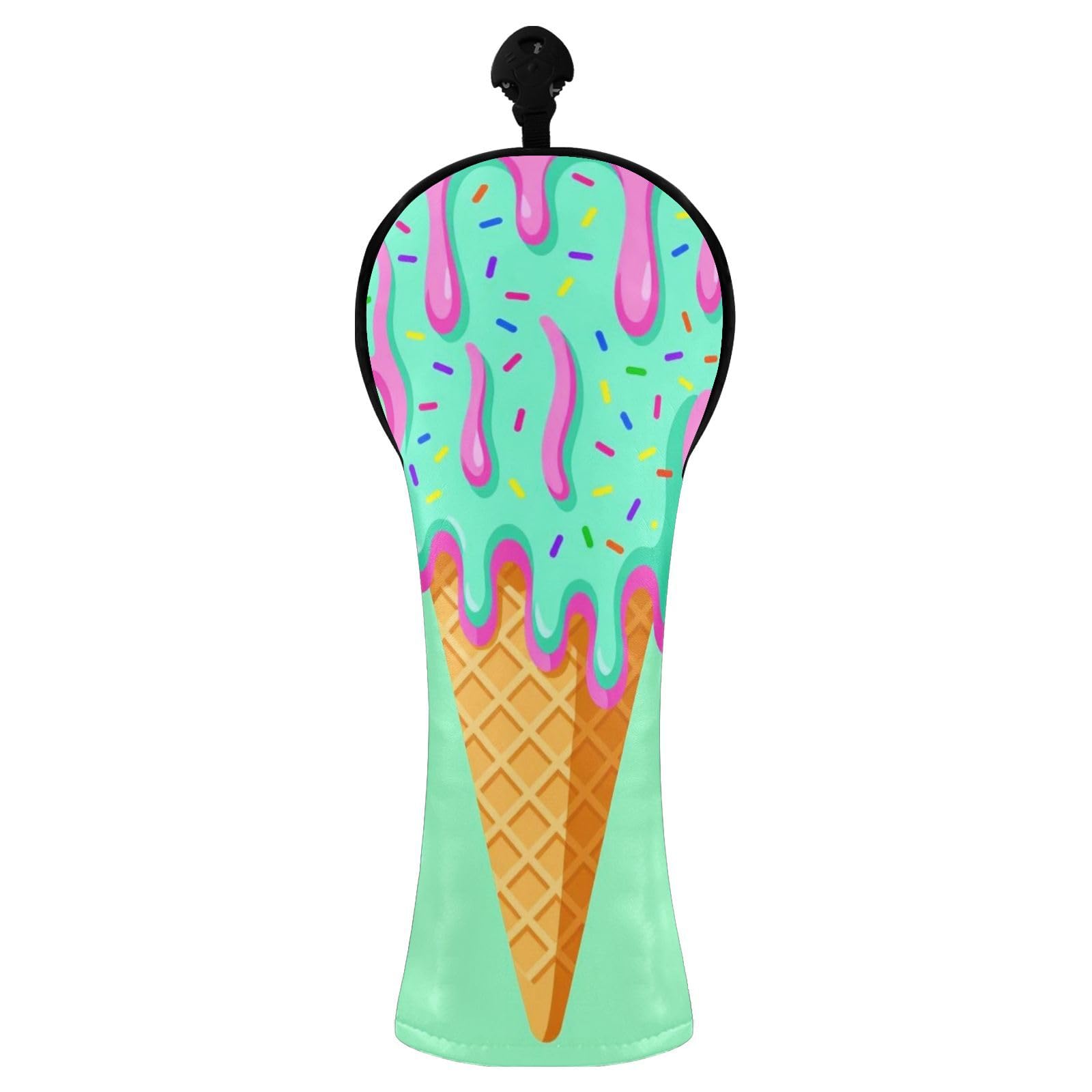 Golfschläger-Abdeckungs-Set, Sommer-Eiscreme, PU-Leder, mit Nummernschildern, Golf-Geschenke für Männer
