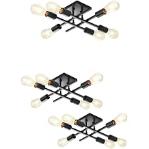 Industrial Black 6-Light Semi Flush Mount Ceiling Light Fixtures 1 Pack and 2 Pack