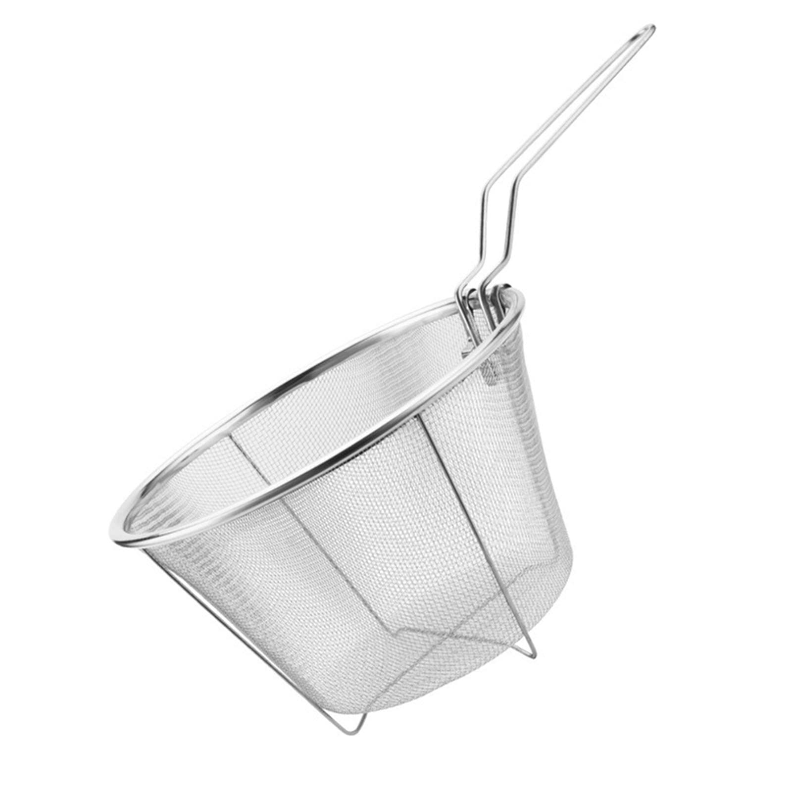 Hsyzygian Round Wire Mesh French Chip Frying Basket 201 Stainless Steel Fry Serving Strainer with Handle Mesh with Handle for Fries