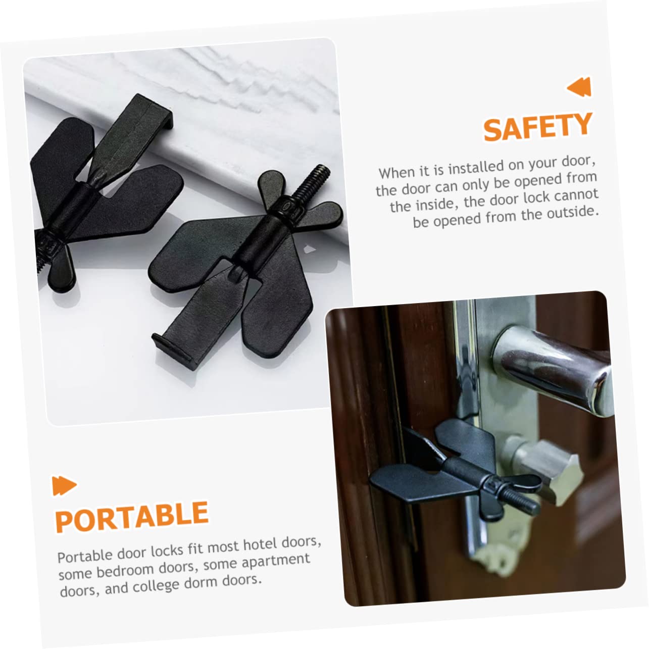 Gadpiparty 4pièces Système De Sécurité Pour Porte Bloqueur De Porte Portable Dispositif De Sécurité Pour Voyage Et Appartement Installation Sans Perçage