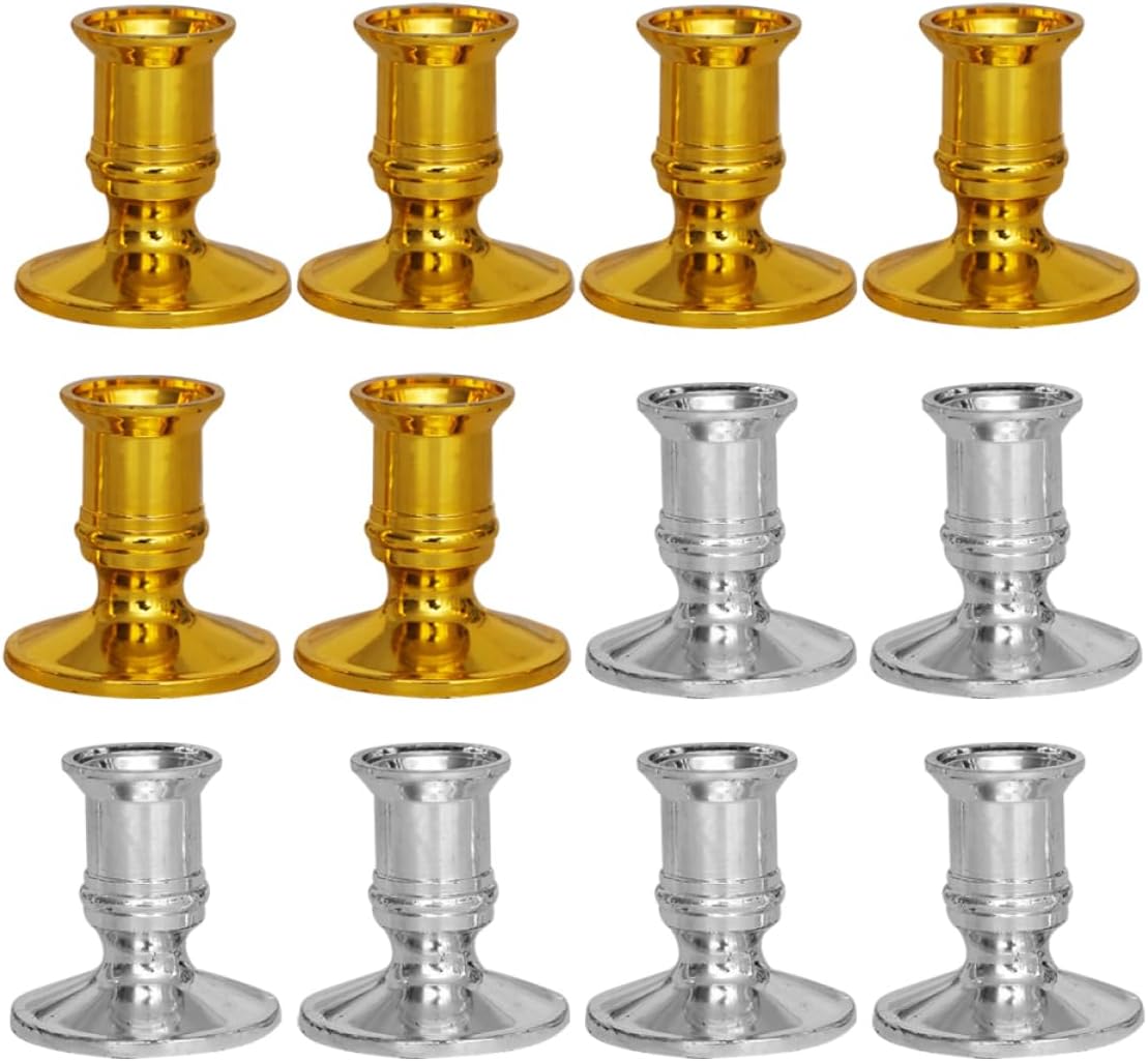 Electronic Candle Holders 12 Pairs PP for Dinner Table Decor