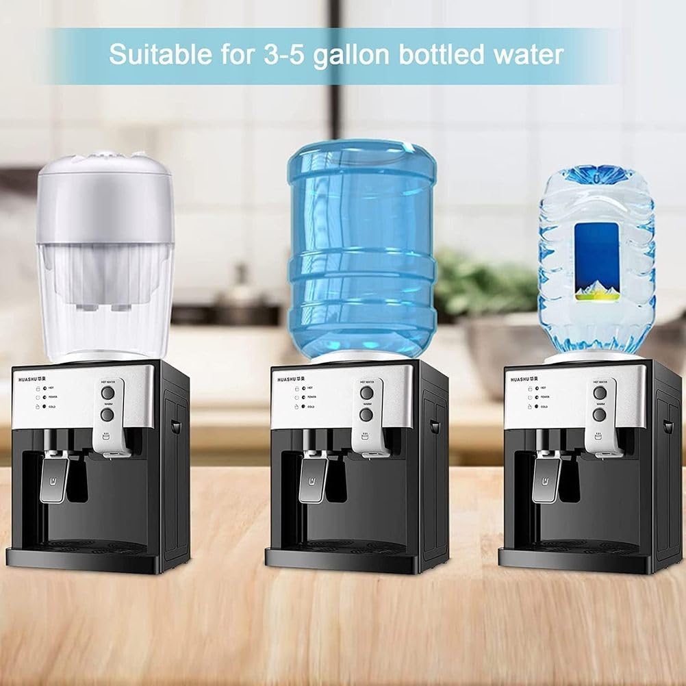Wasserspender mit Toplader (25 x 24 x 36 cm), 3 Temperaturstufen (Heiß/Kalt/Zimmertemperatur), Kalt: 8–12 °C, Heiß: 80 °C, für Zuhause, Büro, Speisekammer, Studentenwohnheim,Metallic