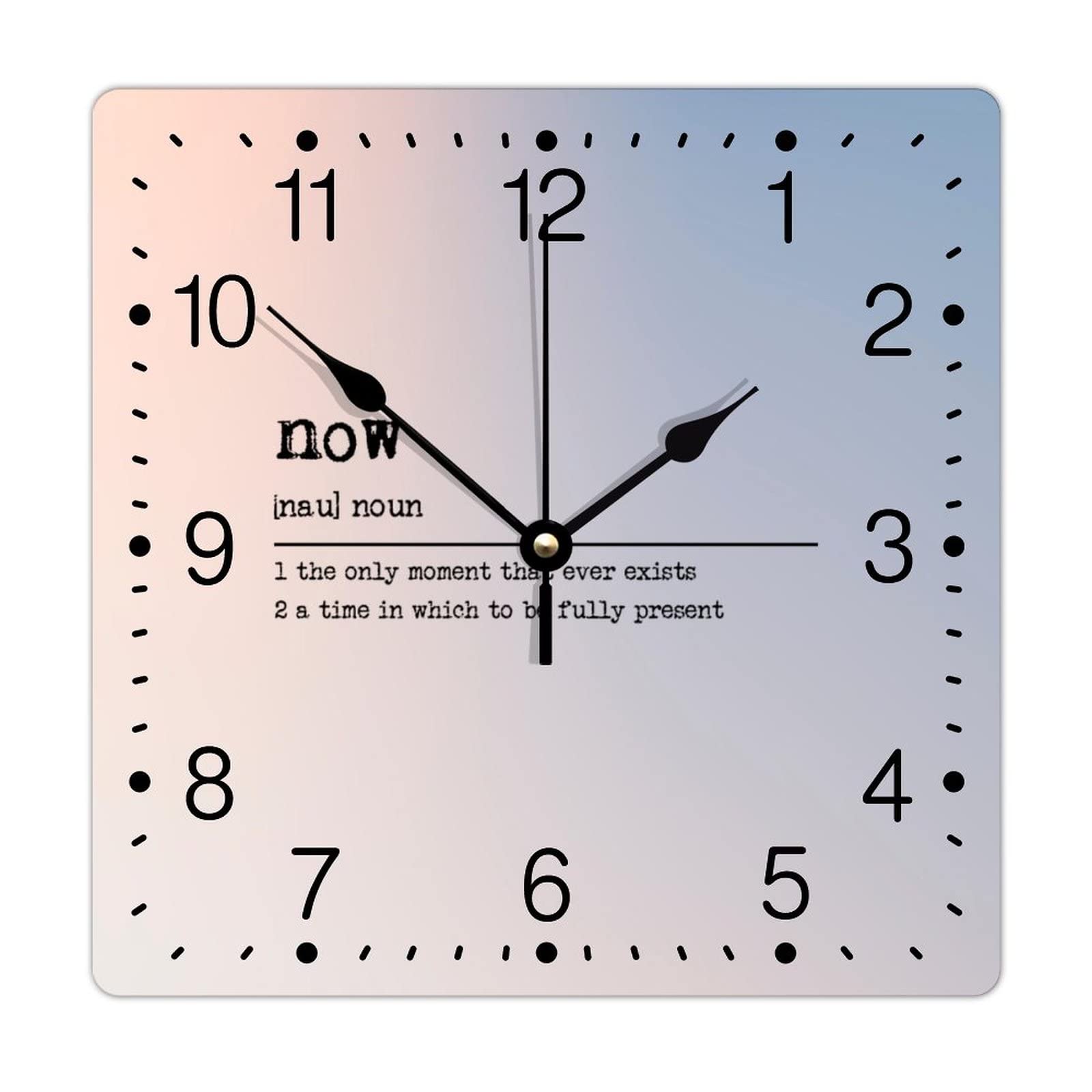 Horloge murale silencieuse carrée PVC : décoration murale citations inspirantes