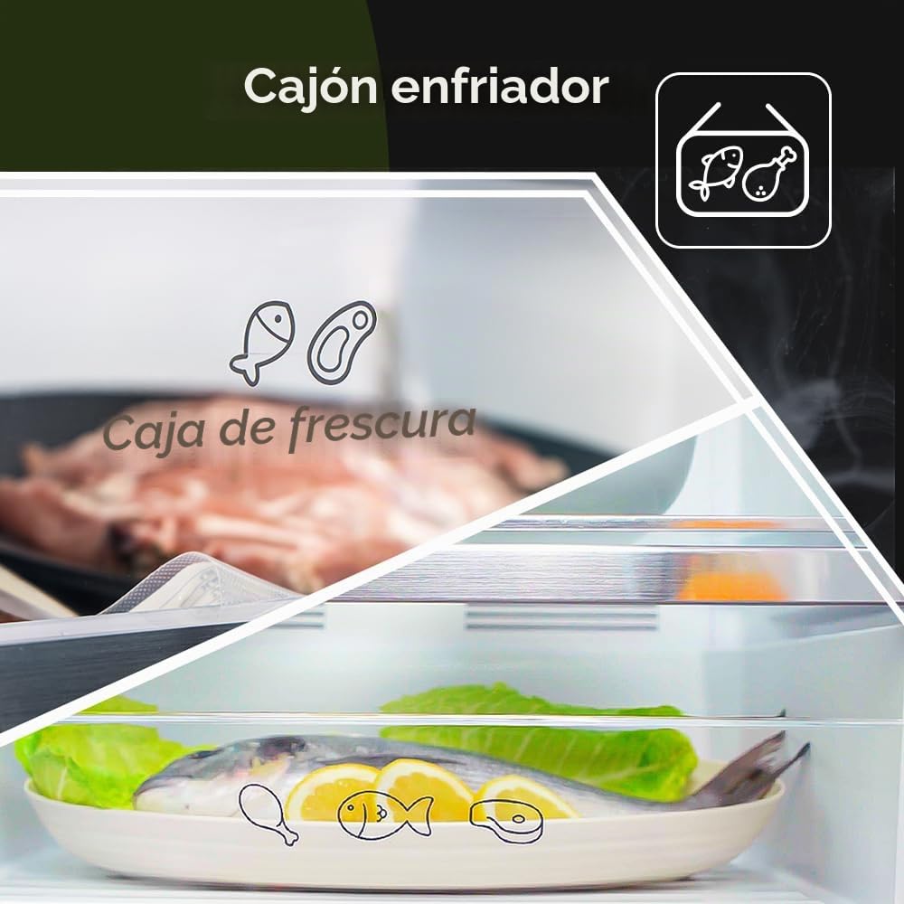 Aspes Frigorífico Blanco, 2 Puertas. AF145501ENF, Capacidad 197 Litros, No Frost, Universal, 41 dB, Puerta Reversible, Apertura Tipo Uñero, Clasificación Energética E