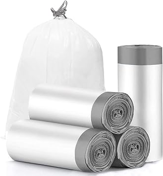 CHARMOUNT Drawstring 4 Gallon Trash Bags, Small Garbage Bags, Unscented Trash Can Liner, 60 Count