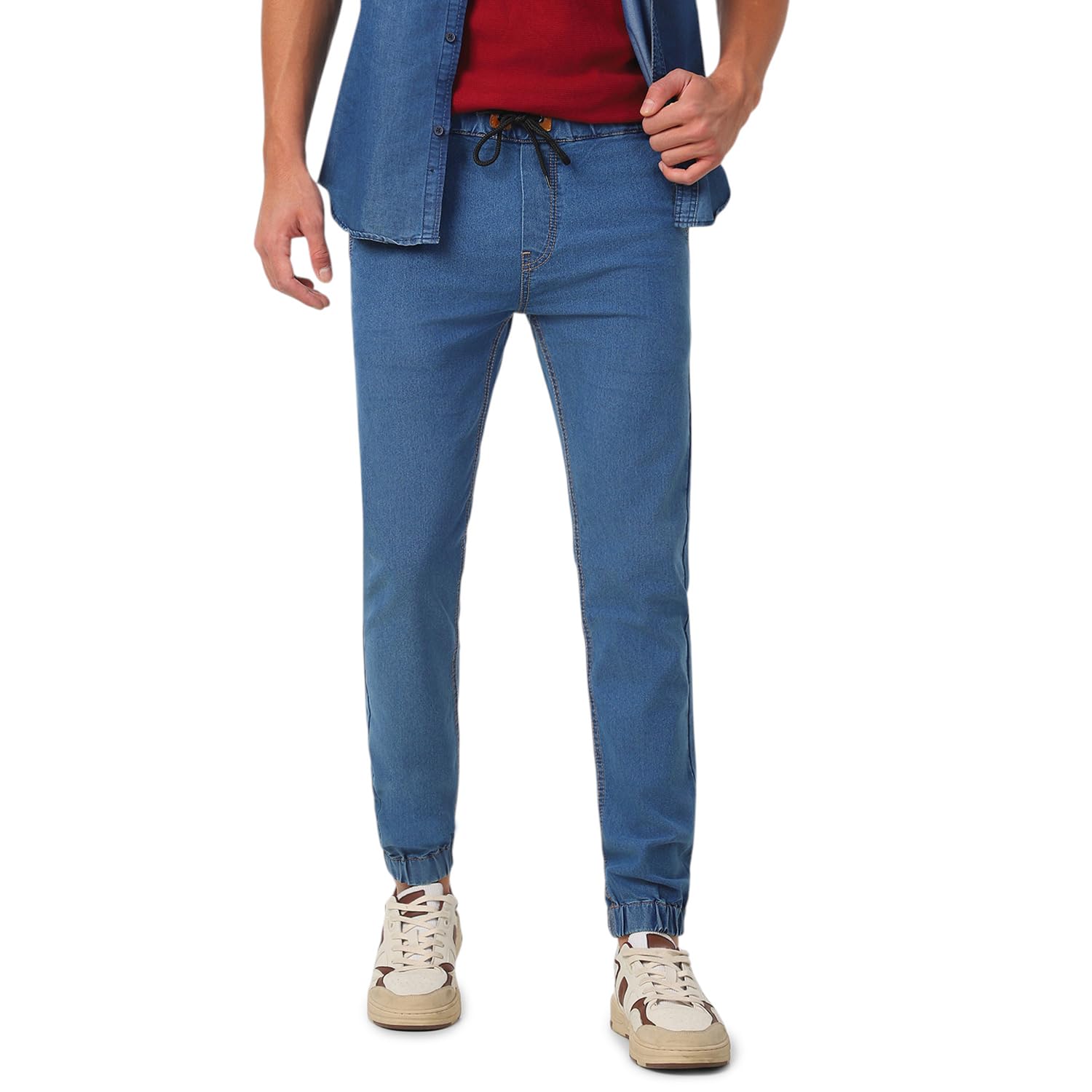 Urbano Fashion Men's Slim Fit Mid Rise Jogger Jeans Stretch