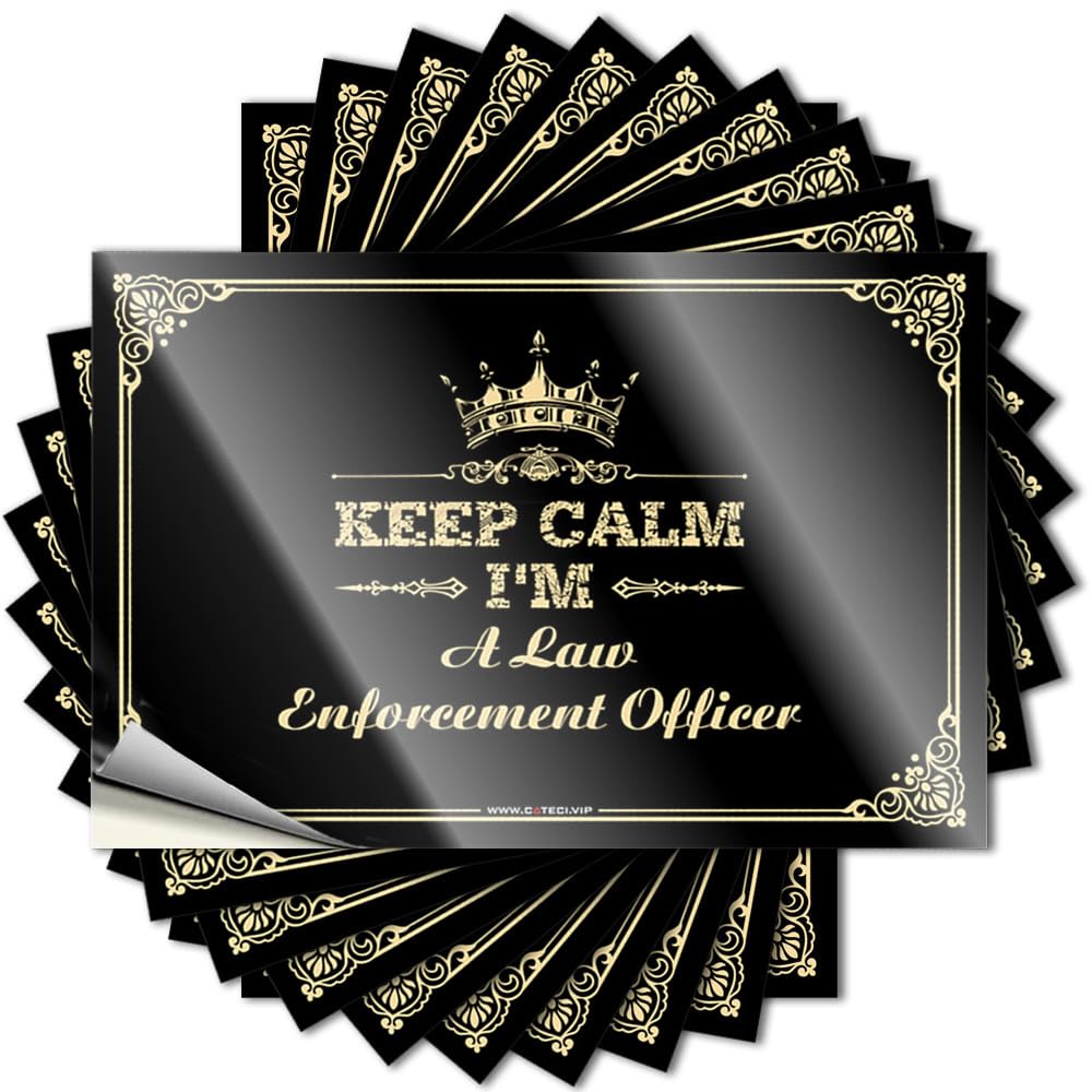 Stickers Tiny Outdoor Pool Decor Hat Keep Calm I'm A Law Enforcement Officer - No Residue Decals for Alcohol(12X18CM)