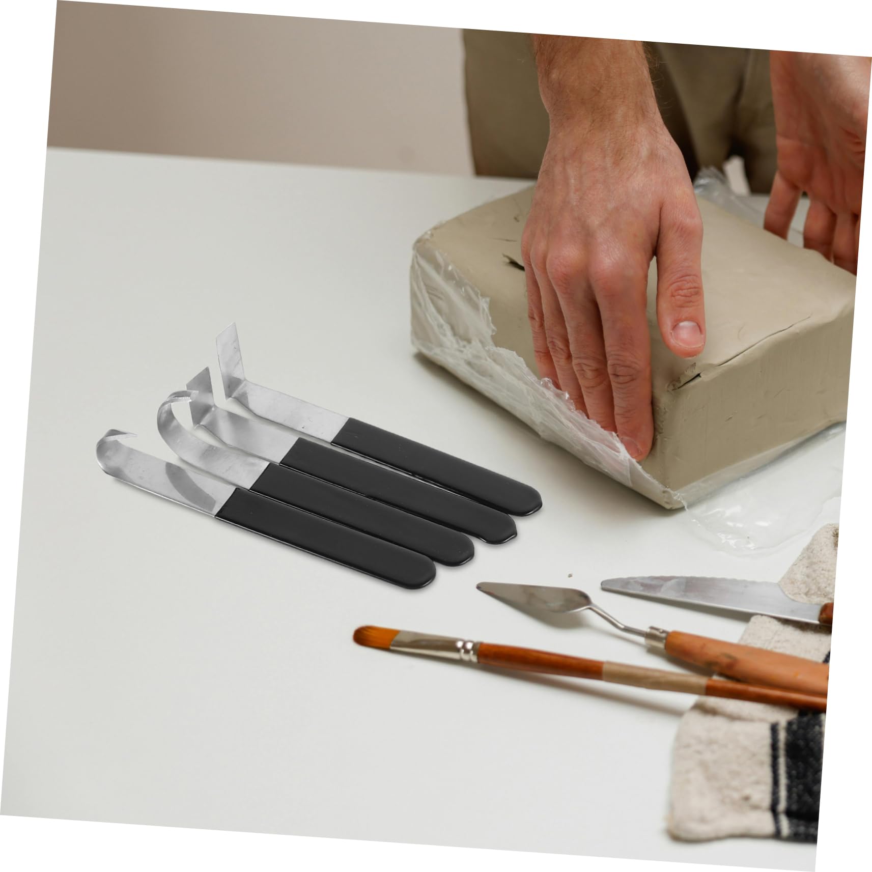 HOMSFOU 8pezzi Strumenti per Scultura in Ceramica Kit per Incisione in Acciaio Inossidabile per Argilla e Modellazione Utensili per Rifinitura e Intaglio Multiuso per Scultura e Lavori DET