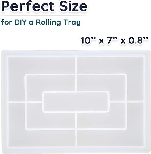 Miniatura 2 de Vusnud Molde de resina de bandeja rodante, bandeja de molde de resina epoxi de silicona grande, moldes epoxi para fundición de resina