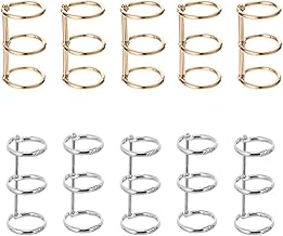 YFFSFDC Loose Leaf Binder Ring Binding, 20mm Hole Dia Word Book Document Storage (Gold+Silver)