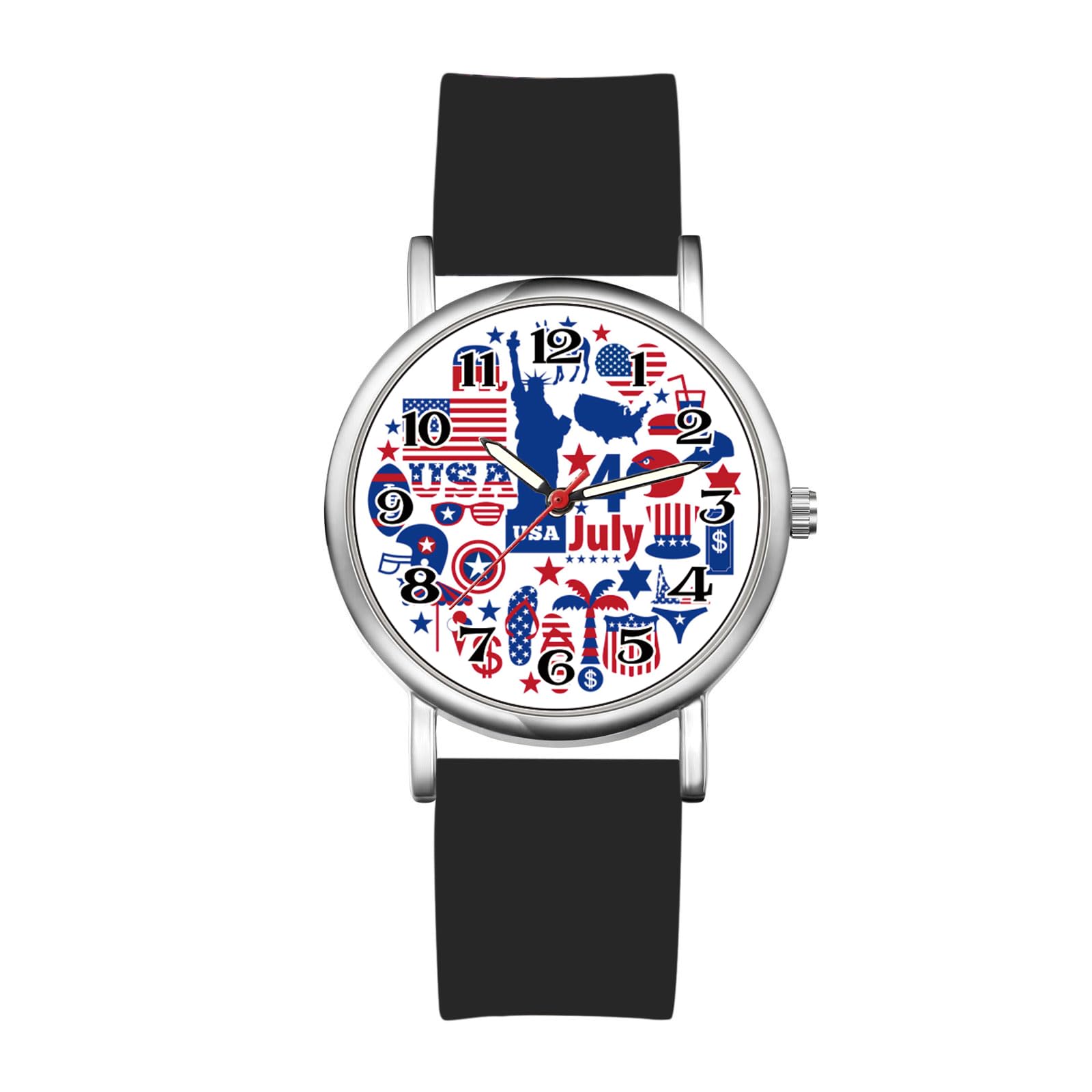 JewelryWe Orologio Unisex In Silicone Con Aquila Calva E Numeri Romani – Regalo Per Il Giorno Dell'Indipendenza Americana