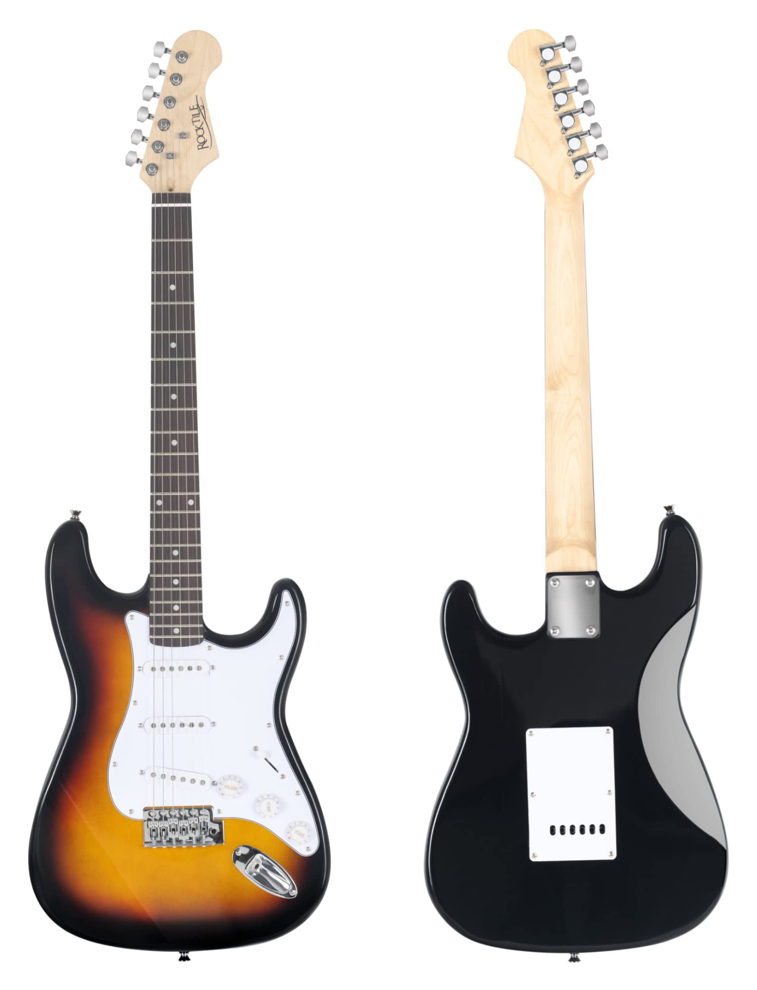 Rocktile Banger's Pack E-Gitarren Set Sunburst inkl. Verstärker, Tasche | Rocktile ST-Style E-Gitarre, 3-Color Sunburst Finish, 3 Single-Coil Tonabnehmer, 5-Wege Wahlschalter, 1 Volume-/ 2 Toneregler