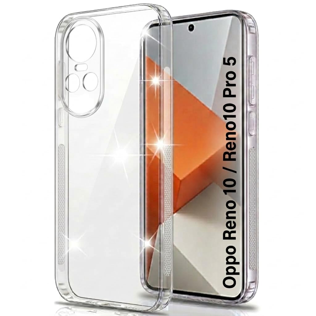 JANAK RAJ 2mm Anti-Skid Dust Plug - Crystal Clear Transparent Back Case Cover Compatible with Oppo Reno 10 / Reno10 Pro 5G | Best Camera Protection | Inbuilt Slim Anti-Slip Grip Ultra Slim - Clear