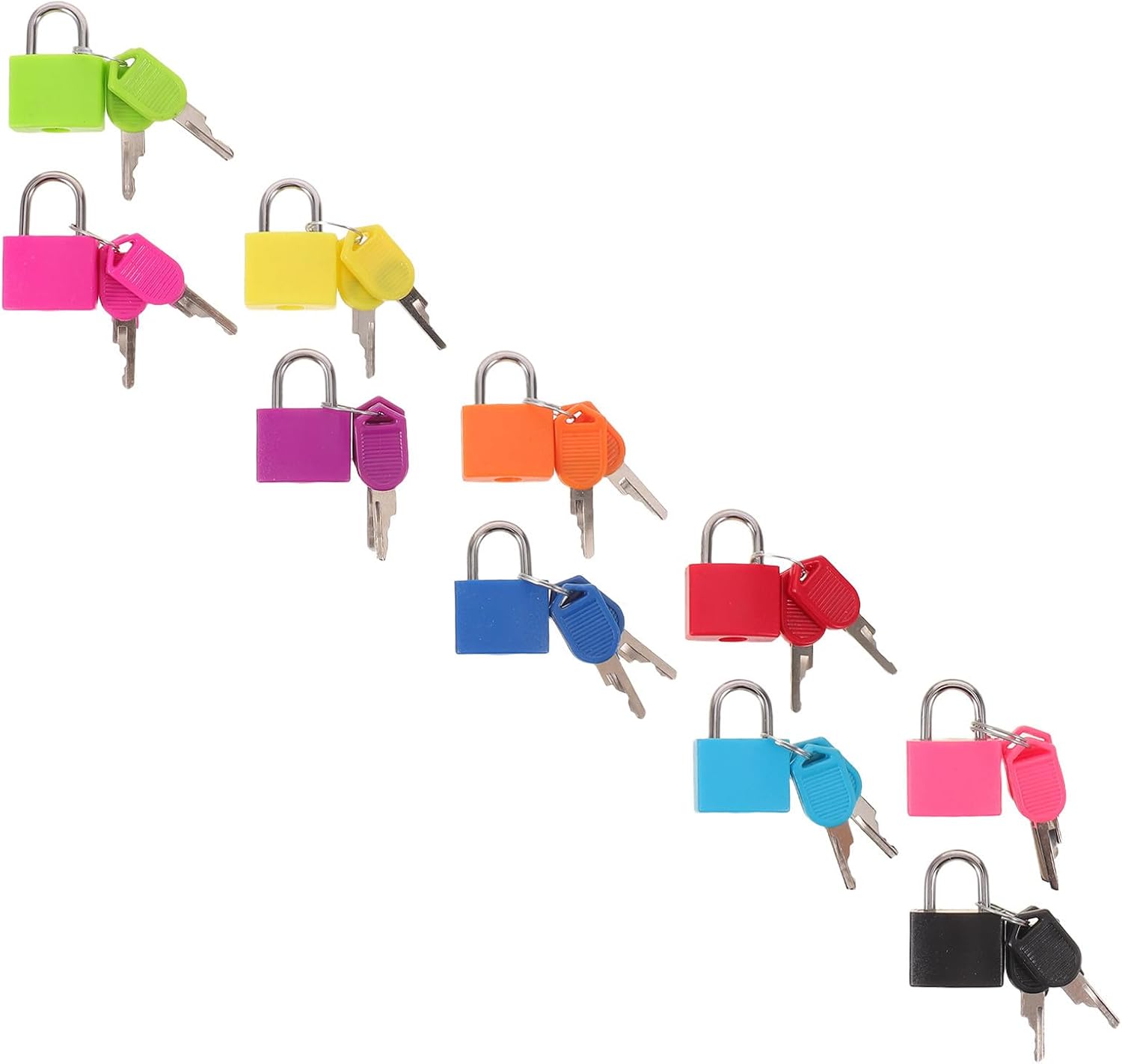 10 Sets Small Keyed Padlocks with Keys for Suitcase and Backpack, Multipurpose Travel Locks with Independent Key Security, Plastic and Metal Sturdy Locks for Family Use