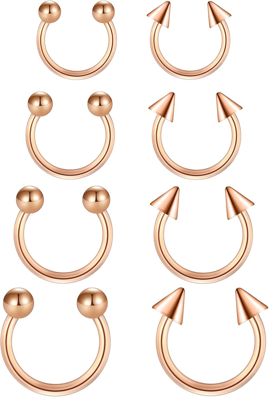 Set Anelli Piercing Naso Septum - Acciaio Inox 16G, 6-12mm, Con Custodia - Foto 4