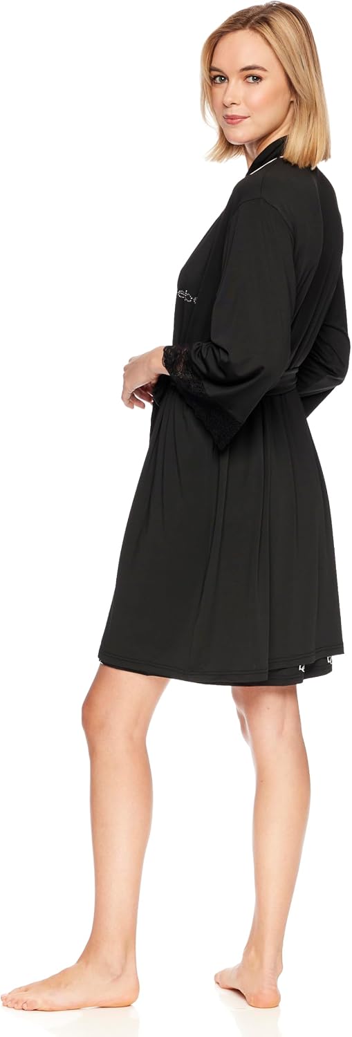 bebe Womens Pajama Lounge Chemise Nightgown & Belted Wrap Robe Sleep Travel Set