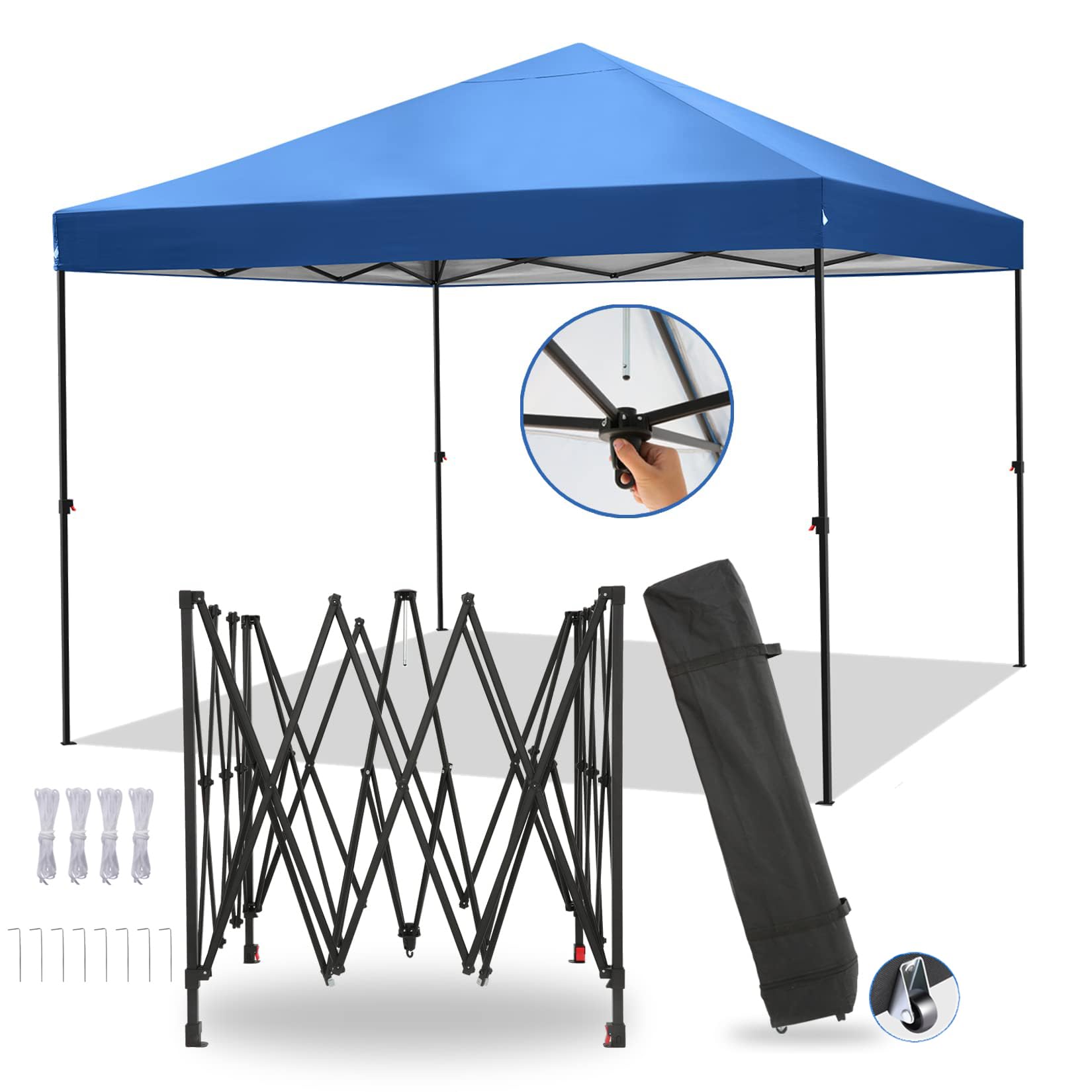 COBIZI Waterproof Stable Winterproof Pavilion with Bag with Wheels,Pop Up Folding Pavilion Party Tent,1 Person Install Sun Protection Garden Pavilion for Beach Wedding Camping