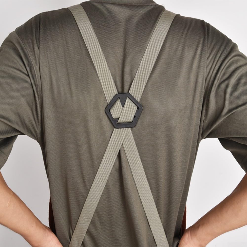 Delantal de soldadura de cuero para hombres | Delantal de trabajo de servicio pesado resistente al calor y al fuego con 6 bolsillos | Delantal protector de cuero vacuno marrón para soldadores