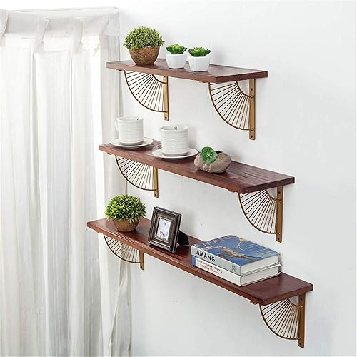 Miniatura 5 de Z METNAL Soportes decorativos para estantes, soporte de estantes de metal de latón, decoración de pared, soporte de estantería moderno para estantes