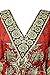 Art Of Creation Women Kaftan Dress Long Maxi Plus Size Polyester Printed Caftan Gown Beach Cover Up Party Casual Nightdress (Red)