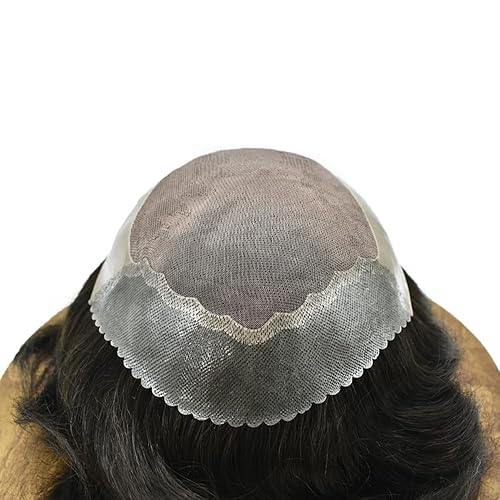 Miniatura 6 de Tupé de pelo para hombres, pieza de pelo fino mono 100% real Remy sistema de cabello humano para hombres, postizos duraderos para hombre, toupee