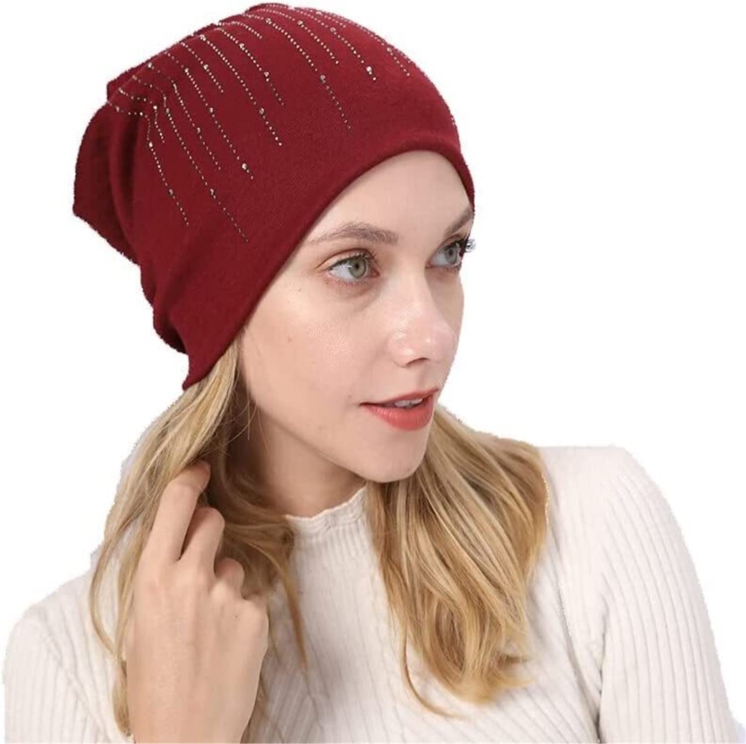 Bonnet Hiver Slouchy Knit Beanie Hat pour Les Femmes Hiver Doux Chaud Dames Tricoté Tête De Mort Bonnets Cap Bonnets Chaud