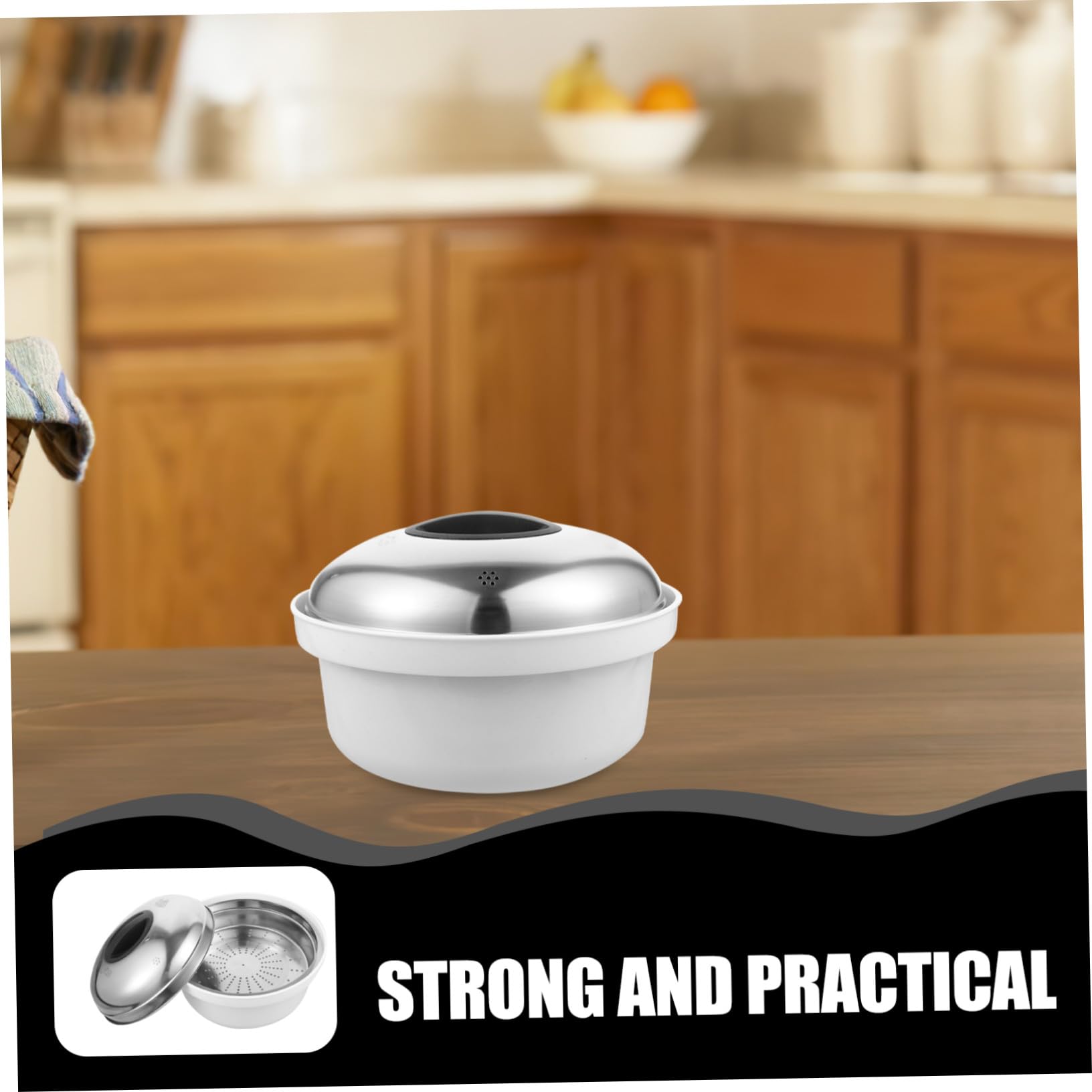 Vaporera para Microondas de Acero Inoxidable con Tapa Clásico con Asas Plásticas para Cocinar Arroz Bollos y Dumplings al Vapor Fácil de Limpiar y Uso Doméstico