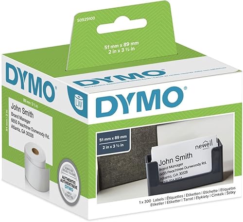 DYMO Auténticas etiquetas de identificación LabelWriter  2.008in x 3.504in  No adhesivas  Rollo de 300 etiquetas fáciles de despegar  para
