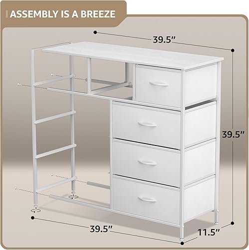 Miniatura 3 de Sorbus Cómoda de dormitorio con 9 cajones, organizador de armario con marco de acero, parte superior de madera y cajones de tela fáciles de tirar