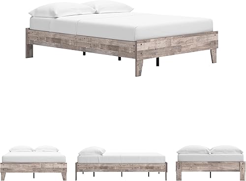 Miniatura 83 de Signature Design by Ashley - Base de cama con plataforma de granja casual Shawburn, tamaño matrimonial, cal desgastada Encalar,Gris (rustic