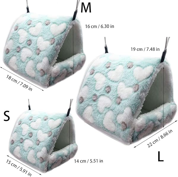 LeerKing Couchage Rongeur Peluche Petite Maison Hamster Hamac Jouet Lit Cabane pour Cochon d'Inde Lapin Chinchilla Furet, Cyan L - 4