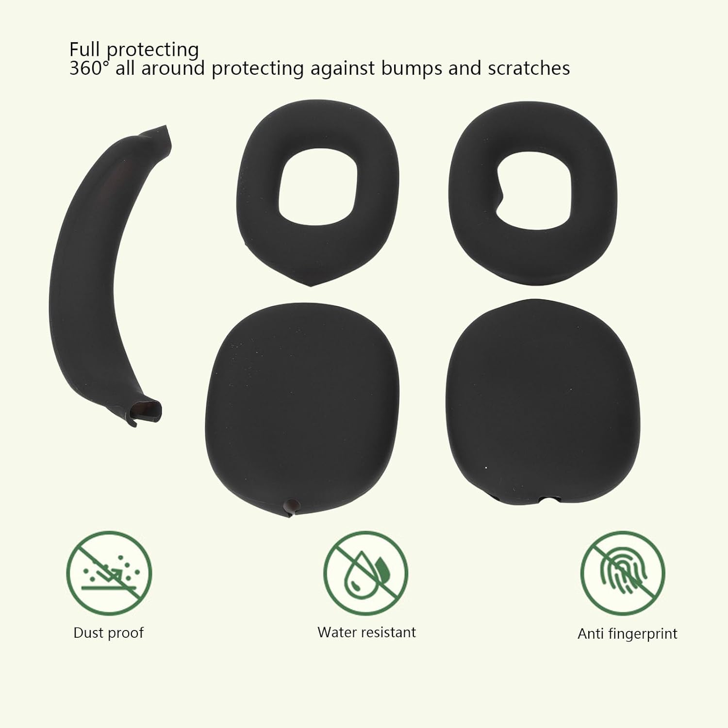 Silicone Case Cover for Max, 3 in 1 Headphone Case Cover with Ear Pad Case Cover, Ear Cups Cover, Headband Cover, EVA Hard Headphone Carry Case (Black)