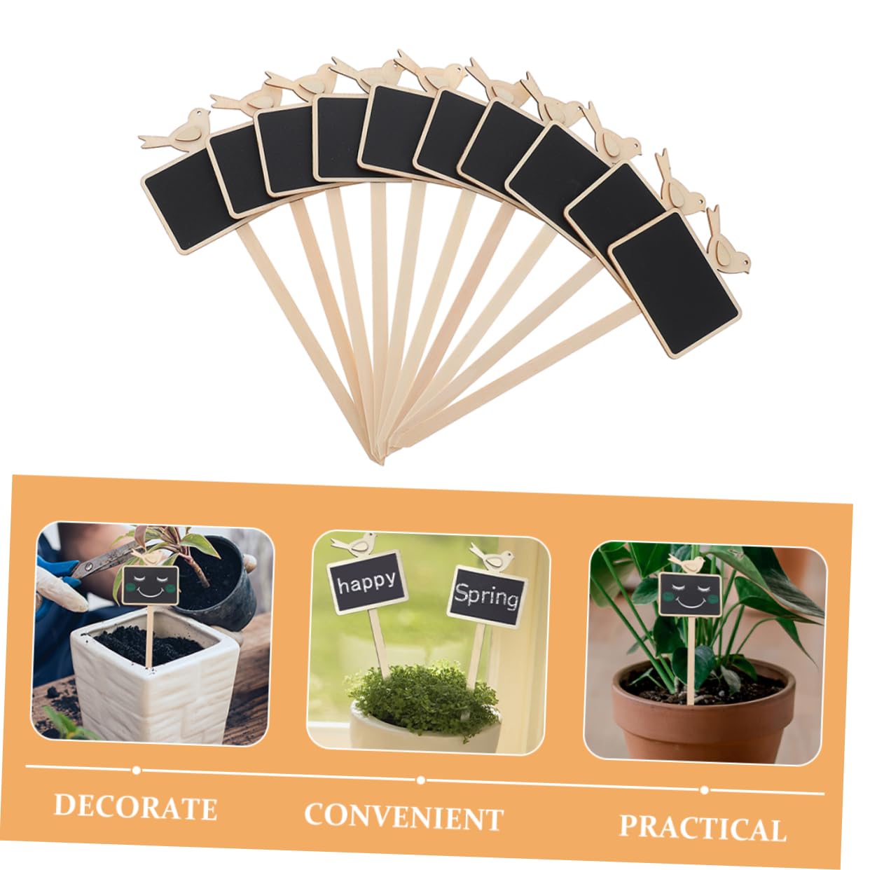 SUPVOX 50pièces Étiquettes De Jardin De Plantes Avec Piquets Mini Ardoises Pour Identification Des Et Plantes Et Stables Balcon Et Jardin