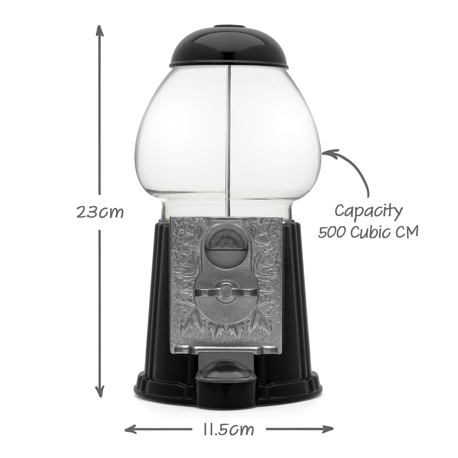 CKB LTD Máquina de chicles retro, dispensador de caramelos, alcancía, caja de dinero, ahorrador que funciona con monedas H23cm (Tamaño pequeño 23 x 12,5 x 11,5cm) (Negro)