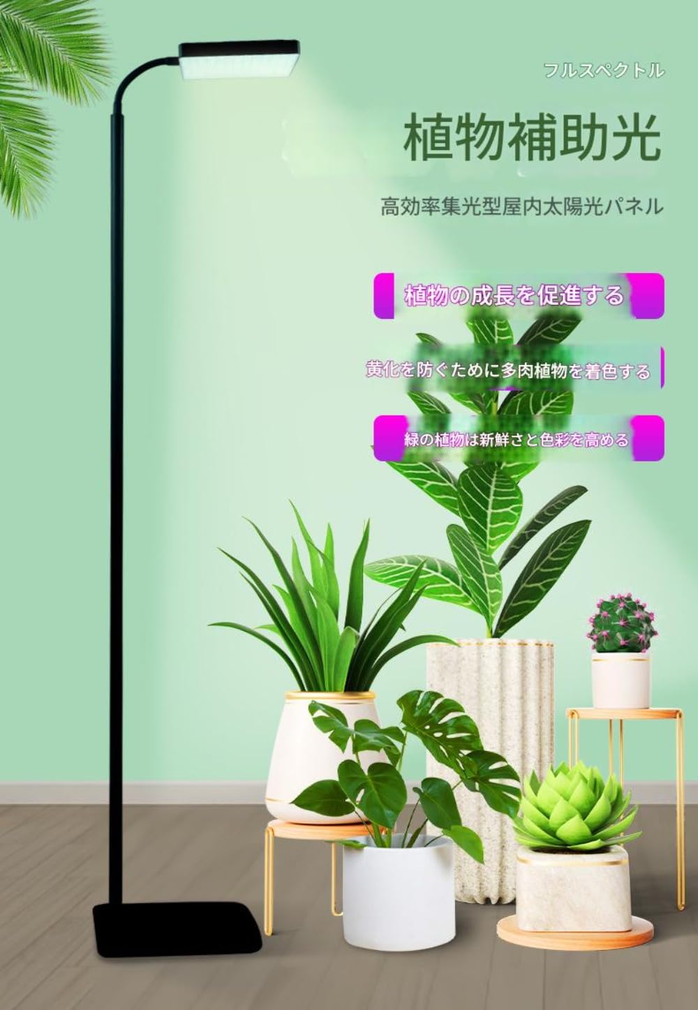Amazon.co.jp: ZMBJ スタンド付き25W LED植物育成ライト、屋内育成