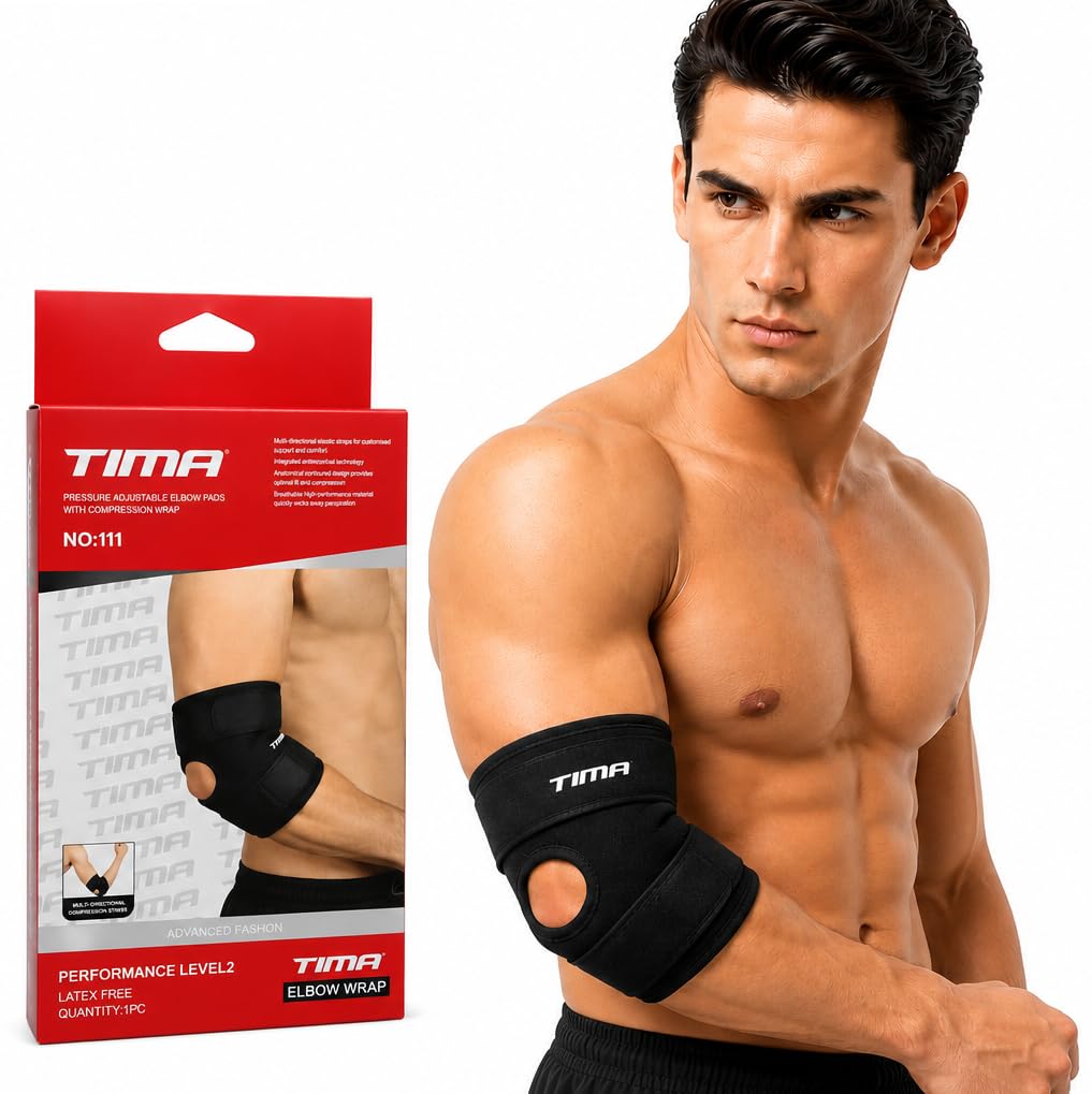 TIMA Neoprene Elbow Support Brace,Adjustable Tennis Elbow Support Brace,Great For Sprained Elbows,Tendonitis,Arthritis,Basketball,Baseball,Golfer'S Elbow Provides Support&Ease Pains(Black),One Size-picture-11