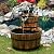 Giantex 2-Tier Barrel Waterfall Fountain, Rustic Wood Barrel Cascading with Electric Decorative Hand Pump, Outdoor Water Feature for Garden Patio Backyard Lawn Porch