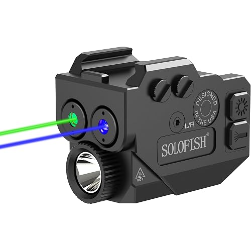 500lm Pistol Light Laser Combo with Strobe & Momentary | Adjustable Rail Mount Blue Green Beam and gun Light Fits Compact & Full Size Rail