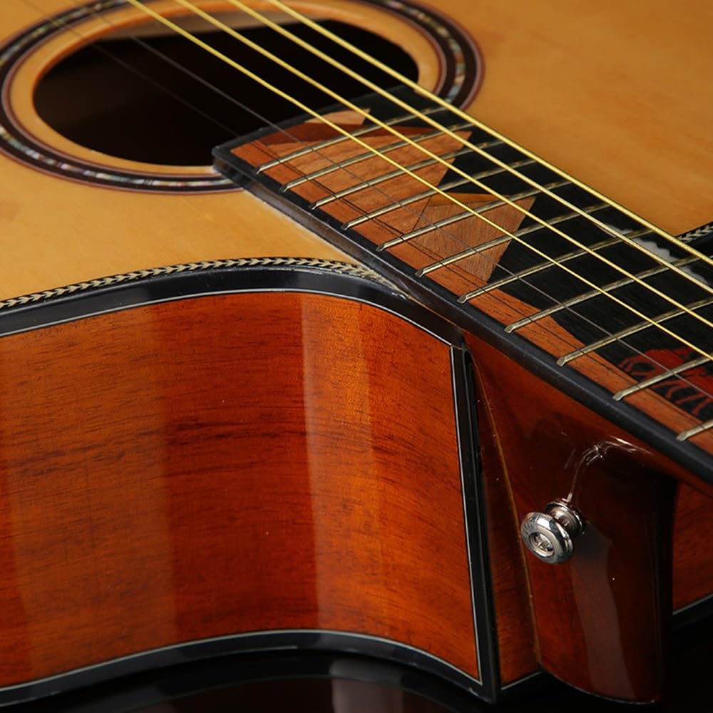 ByErz JF-K8 Chitarra folk in abete rosso impiallacciato singolo da 41 pollici con design unico del modello della tastiera e superficie in legno originale, adatta for esercitarsi e suonare, principiant