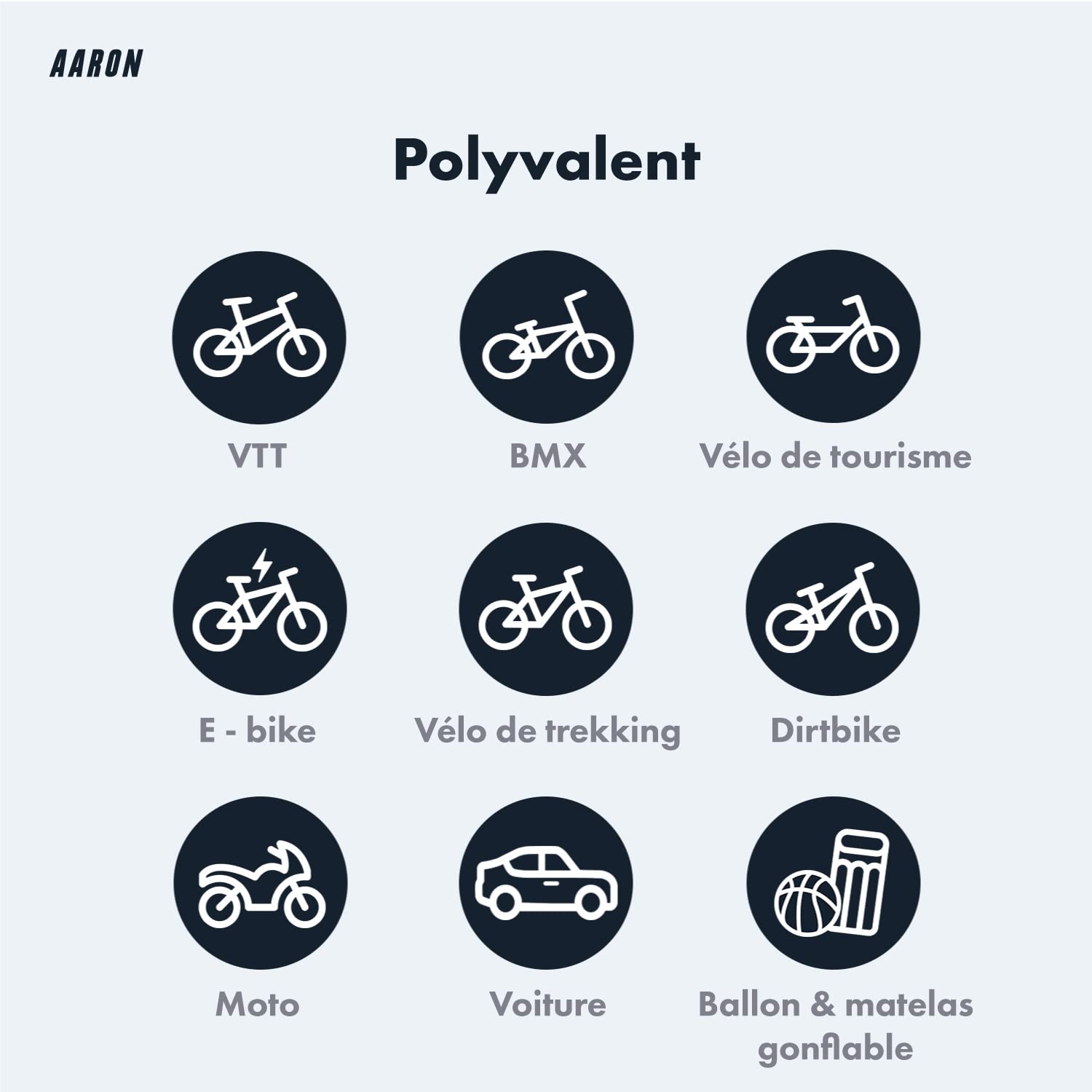 AARON - Pompe à Pied pour vélo Sport One - avec manomètre/pour Tous Types de valves/Haute Pression - avec Aiguille à Ballon - pour vélo électrique/VTT/vélo de Course/Autre