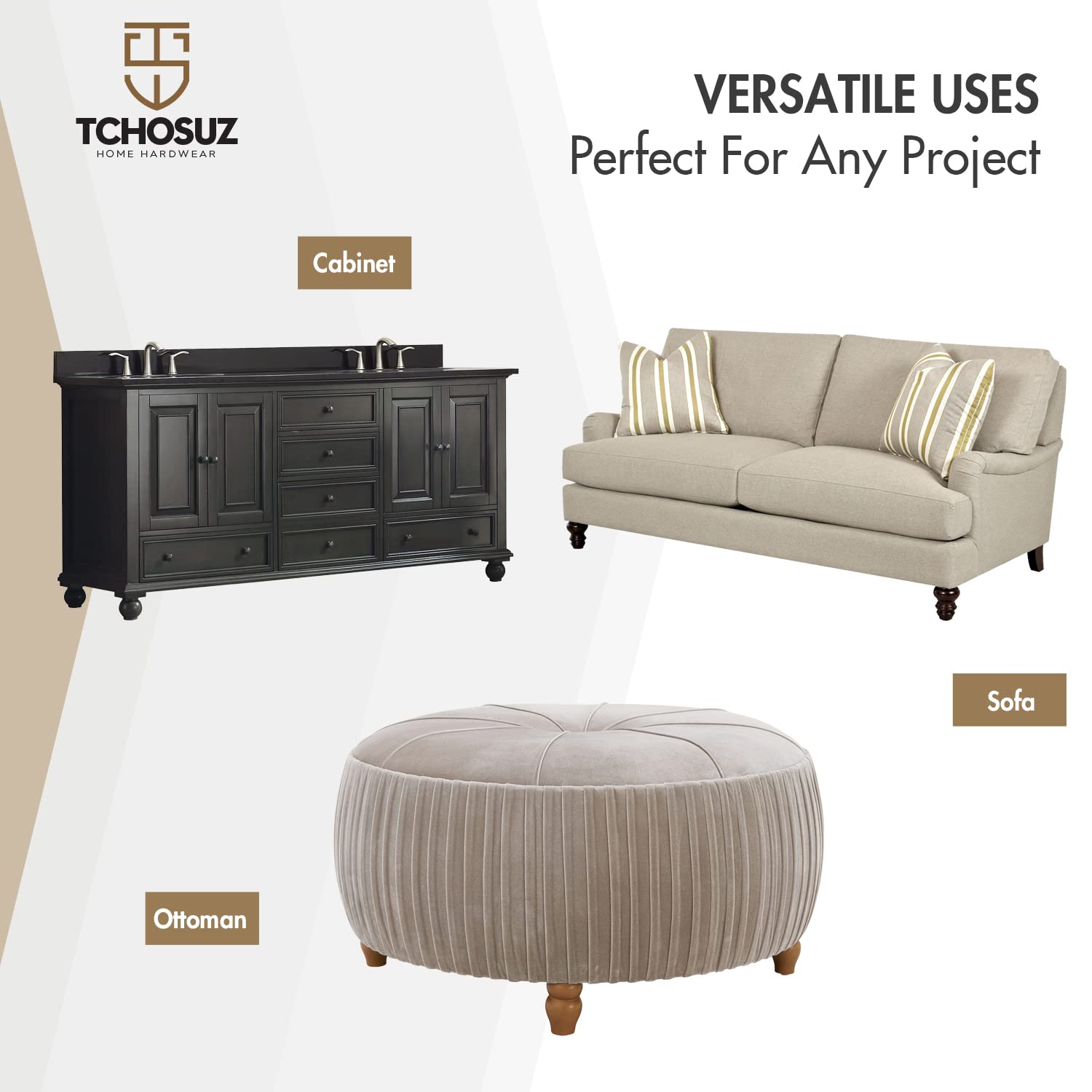 5 Inch Unfinished Wooden Furniture Legs,Tchosuz Solid Carved Bun Feet with 5/16 inch Bolt,Modern Mid-Century Sofa Couch Feet Furniture Replacement Legs for DIY Cabinet Cupboard Chair Ottoman Set of 4