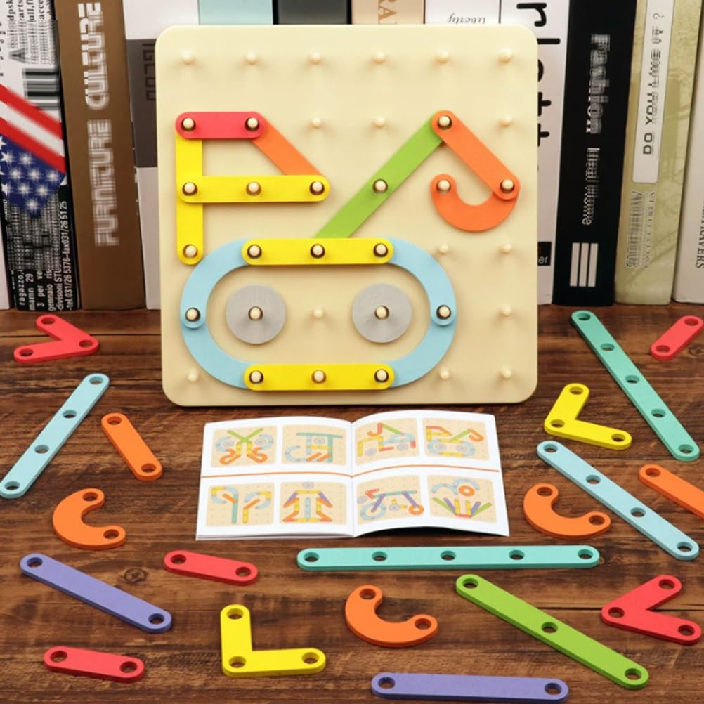 Giocattolo Puzzle Costruzione Lettere e Numeri su Tavoletta Legno Montessori