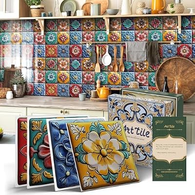 ViibXfans 6x6 Tile Decals,Peel and Stick Wall Decor Stickers,Waterproof Tiles Stick on Backsplash for Kitchen,Bathroom,Cabinets(24 Sheets)