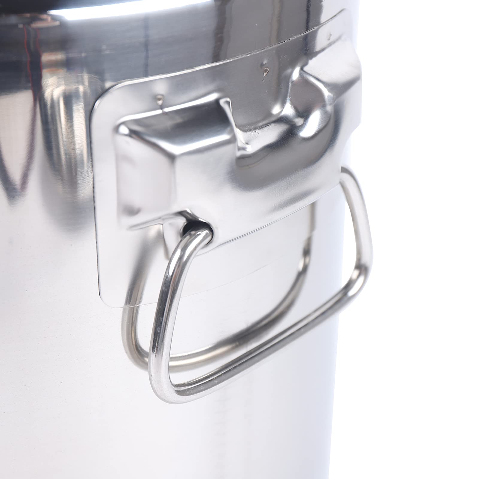 Jarra de leche de acero inoxidable de 18 litros con tapa y asa de transporte, tapa a prueba de fugas para el almacenamiento de agua/leche/vino/queso/crema/harina/aceite/ghee y alimentos secos