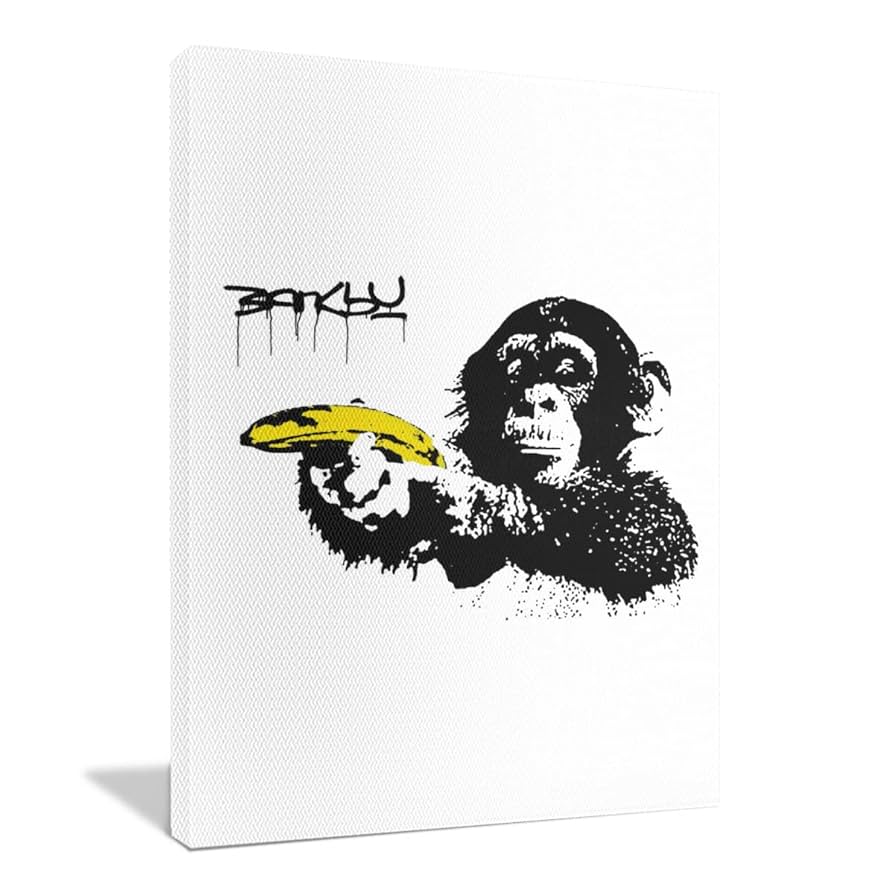 ❤️美品❤️アートパネル　バンクシー チンパンジーとバナナ Amazon.co.jp: アートパネル バンクシー Banksy チンパンジー