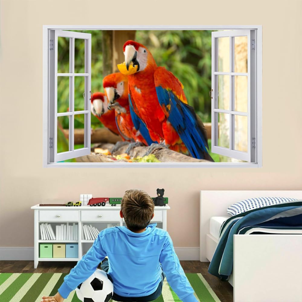 Calcomanía Rota 3D, Loro Adhesivo Extraíble De Vinilo Para Despegar Y Pegar, Tatuaje De Pared Niñas Niños Dormitorio Guardería Habitación Decoración Para El Hogar 110x70cm