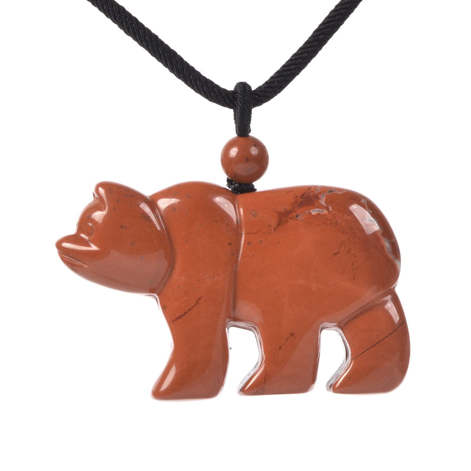 Justinstones Gemstone Carved Cute 47mm Flatback Polar Bear Animal Pendant Necklace 22 Inch